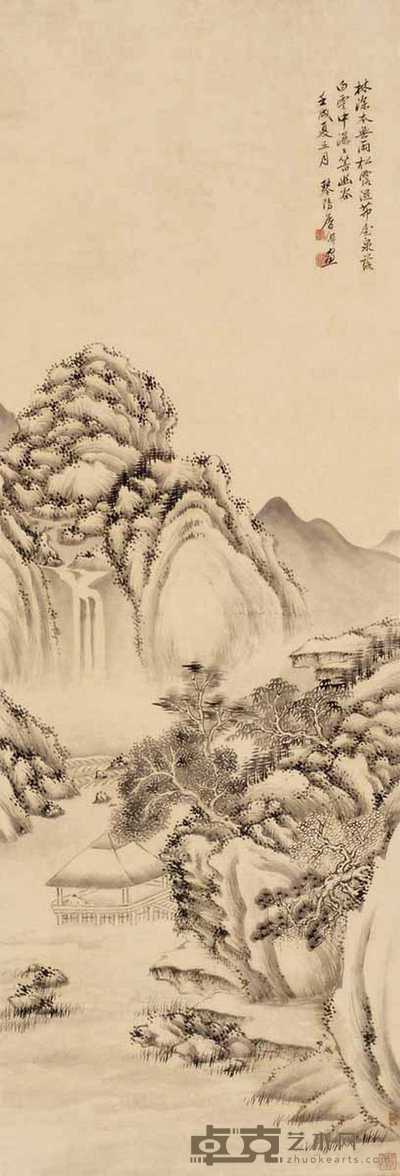 屠倬 山水 立轴 134×45cm